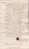 A3084N Contract de &icirc;mprumut cu zălogire de păm&acirc;nturi, 1832, comitatul Solnocul Interior, Transilvania, sigiliu &icirc;n ceară roșie, limba maghiară