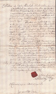 A3084N Contract de &amp;icirc;mprumut cu zălogire de păm&amp;acirc;nturi, 1832, comitatul Solnocul Interior, Transilvania, sigiliu &amp;icirc;n ceară roșie, limba maghiară foto