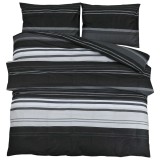 Cumpara ieftin Set cu husa de pilota, negru si alb, 220x240 cm, bumbac