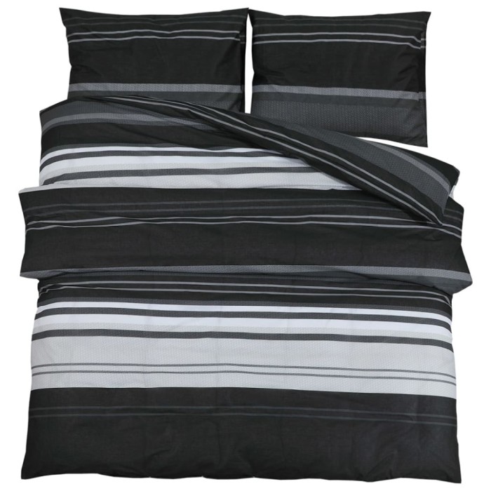 Set cu husa de pilota, negru si alb, 220x240 cm, bumbac