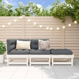 Gossi set mobilier de gradina, 3 piese, alb, lemn masiv de pin