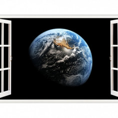 Sticker decorativ, fereastra 3D, Planeta, 85 cm, 1036STK