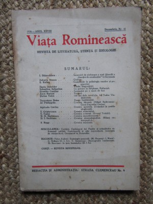 VIATA ROMANEASCA 1936 ANUL XXVIII DECEMBRIE NR 12 foto