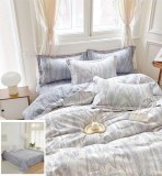 Cumpara ieftin Lenjerie Pat Bumbac 4 Piese Alb/Lila 200x230cm (Pilota), 240x250cm (Cearceaf), 55x75cm &amp; 70x70cm (Fete Perna)