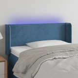 VidaXL Tăblie de pat cu LED, albastru &icirc;nchis, 103x16x78/88 cm, catifea 3123142