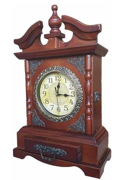 Ceas decorativ din lemn cu sertar &ndash; Design vintage TX-3802