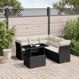 Set mobilier de gradina cu perne, 6 piese, negru, poliratan GartenMobel Dekor, vidaXL