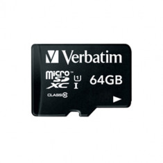 Card de memorie Verbatim MicroSDXC, 64GB, Class 10 + Adaptor foto