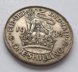 376. Moneda Marea Britanie 1 shilling 1938 ((English crest)) (argint 0.500)