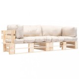 vidaXL Set canapea grădină paleți cu perne nisipii, 2 piese, lemn pin 277483