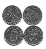 Seychelles 2 x 1 Rupee, emisiuni diferite