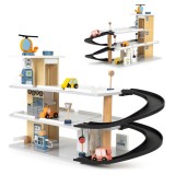 Garaj din lemn cu lift ECOTOYS, 3 masini, elicopter, spalatorie auto, 3 niveluri, 3+ ani, 37x63x21 cm