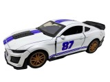 Macheta Ford Mustang Shelby GT500 1:38 alb usi capota portbagaj lumini sunete pull back