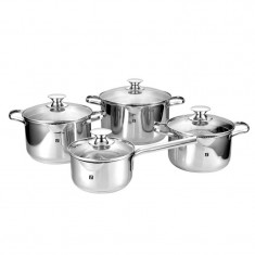 Set vase pentru gatit Zokura, 8 piese, interior gradat, inox