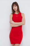 Tommy Jeans rochie culoarea roșu, mini, mulată DW0DW17934