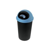 Cos gunoi 45L Plastor Big Hoop, plastic, Negru/Albastru, Capac glisant, Colectare selectiva