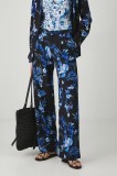 Medicine pantaloni din amestec de in culoarea negru, lat, medium waist