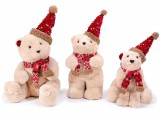 Cumpara ieftin Set 3 figurine Ursuleti textil crem rosu 21x22x38 cm, 16.5x22.5x30 cm