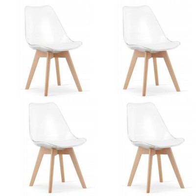 Set 4 scaune bucatarie/living, Artool, Mark, PP, lemn, transparent, 49x42x82.5 cm foto