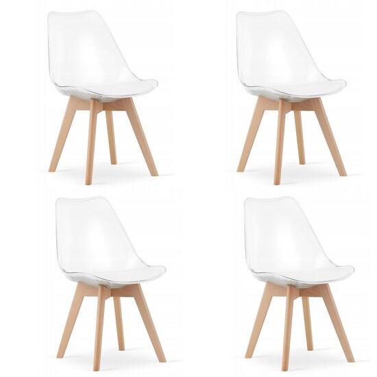 Set 4 scaune bucatarie/living, Artool, Mark, PP, lemn, transparent, 49x42x82.5 cm