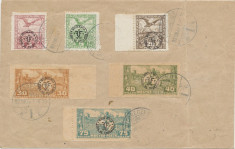 ROMANIA 1920 ocupatia in Ungaria 6 timbre Debretin II anulate pe plic, 3 rare foto