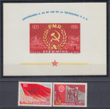 ROMANIA 1961 LP 518 LP 519 - 40 ANI DE LA INFIINTAREA P.C.R. SERIE+COLITA MNH, Nestampilat