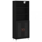 Dulap inalt, negru, 69,5x34x180 cm, lemn compozit
