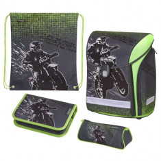 Ghiozdan ergonomic echipat Herlitz Midi Plus Motocross + CADOU foto