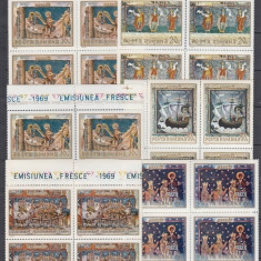 ROMANIA 1969 LP 716 FRESCE BLOCURI DE 4 TIMBRE MNH