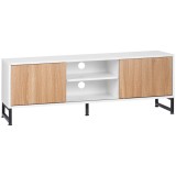 HOMCOM Suport TV pentru modele de pana la 50" Max, PAL modern si suport TV din otel cu 2 rafturi deschise si 2 dulapuri inchise, 120x39,5x45cm | Aosom