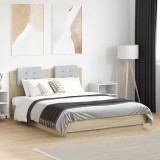 Cumpara ieftin Cadru de pat cu tăblie stejar sonoma 140x190 cm lemn prelucrat