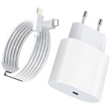 Incarcator fast charge 20W cu cablu de date 1m Type-C TO Lightning, compatibil cu Apple iPhone 14/ 14 Pro/ 14 Pro Max/ 12/ 12 Pro/ 12 Pro Max/ 11/ 11