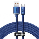 CABLU alimentare si date Baseus Crystal Shine, Fast Charging Data Cable pt. smartphone, USB la USB Type-C 100W, 1.2m, braided, albastru &quot;CAJY000403&quot; (