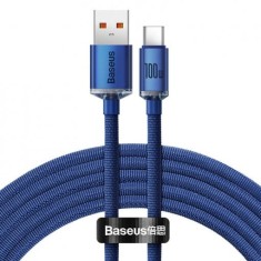 CABLU alimentare si date Baseus Crystal Shine, Fast Charging Data Cable pt. smartphone, USB la USB Type-C 100W, 1.2m, braided, albastru &quot;CAJY000403&quot; (