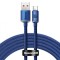 CABLU alimentare si date Baseus Crystal Shine, Fast Charging Data Cable pt. smartphone, USB la USB Type-C 100W, 1.2m, braided, albastru &quot;CAJY000403&quot; (