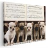 Tablou Canvas Căței Chihuahua Pian, Rame Lemn 30x40 cm, Decor Living Birou, Maro Alb