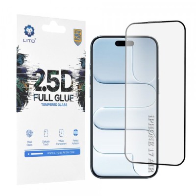 Folie de protectie Ecran Lito pentru Apple iPhone 17 Air, Sticla Securizata, Full Glue, 2.5D, Neagra foto
