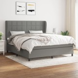 vidaXL Pat continental cu saltea, gri &icirc;nchis, 160x200 cm, țesătură