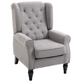 HOMCOM Fotoliu Chesterfield Gri, Confortabil, Comod și Spațiu Generos pentru Living, 74x86x102 cm | Aosom Romania