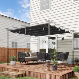 Outsunny Copertina retractabila pentru pergola, Copertina de rezerva din material textil pentru pergola de 3 x 3 (m), gri inchis