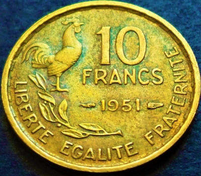 Moneda istorica 10 FRANCI - FRANTA, anul 1951 *cod 993 foto