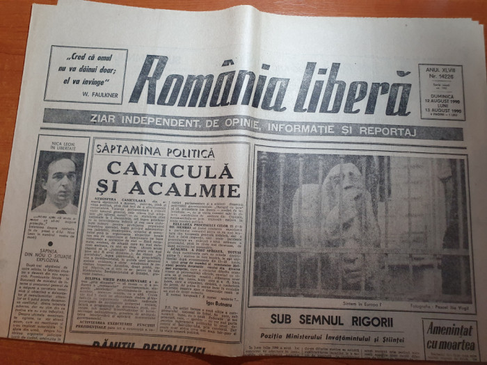 ziarul romania libera 12-13 august 1990-art. &quot; ranitii revolutiei &quot;