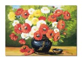Cumpara ieftin Tablou arajament floral cu maci pictat manual, Beatitudine, 70x50cm ulei pe panza