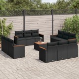 Cumpara ieftin Gossi set mobilier de gradina cu perne, 13 piese, negru, poliratan