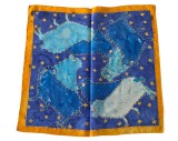 BANDANA VINTAGE DIN MĂTASE NATURALA FINA, DECORATĂ MANUAL