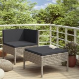 Gossi set mobilier de gradina cu perne, 2 piese, gri, poliratan