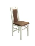 Scaun de living si bucatarie, SB Tim, din lemn masiv fag, tapiterie stofa, lacuit, 120 kg, 96x43x40 cm, Alb/Maro