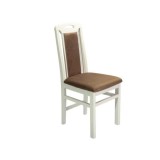 Scaun de living si bucatarie, SB Tim, din lemn masiv fag, tapiterie stofa, lacuit, 120 kg, 96x43x40 cm, Alb/Maro