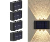 BZRSH Set 4 Lampi Solare de Perete, 6 LED, iluminare Sus-Jos, Alb Cald, IP65, Autonomie 8h