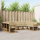 vidaXL Set de canapele de exterior cu pernă 9 pcs Alb și Bej 3389855